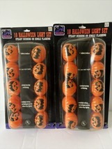 Set Of 2 Halloween Pumpkin Blow Mold String Set of 10 Jack O Lantern 9.5... - $17.75