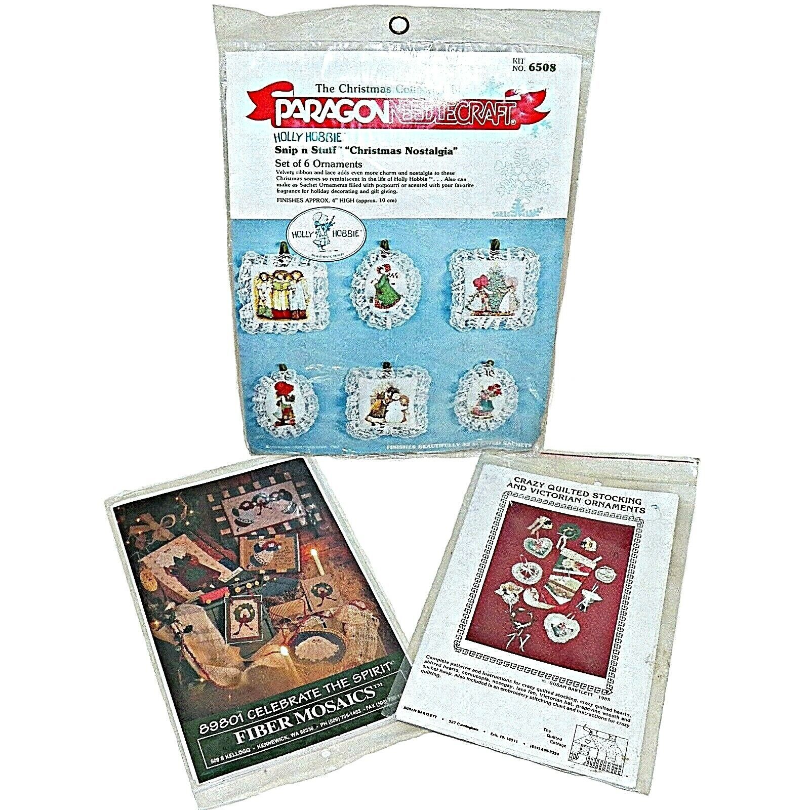 Vintage Christmas Ornament Kit and Quilting Patterns Lot Paragon 6508 Victorian - $24.99