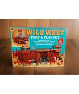 Vintage Wild West Fort &amp; Play Set 50+ Pcs USA Toy Street - $84.15