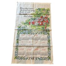 1983 Calendar Tea Towel VTG Bless This House We Pray Kitchen Cottagecore... - $9.89