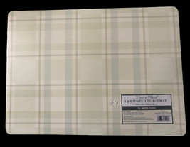 Town &amp; Country Venice Plaid Placemats Vinyl Foam Back 13x18 Set of 4 Ivo... - £28.88 GBP
