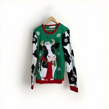 Jolly Sweaters Green Ugly Christmas Cow Knit Pullover Sweater Women&#39;s Size M - $15.76