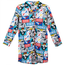 DC Comics Wonder Woman Comic Panel Print Girls Button-Up Pajama Shirt Multi-Col - £21.51 GBP