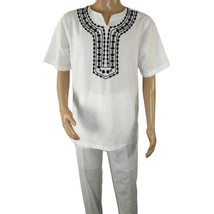 Men 2pc Stacy Adams leisure suit Linen Cotton With Embroidery 3668 white... - $2,267.34 MXN