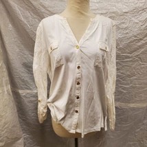 Island Republic Women&#39;s White Button Up Blouse, Size XL - £19.45 GBP