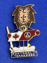 Lions Club Hat Lapel Pin Vintage Montreal Tennessee 1979 Blue Gold White - £7.63 GBP