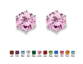 SIMULATED BIRTHSTONE STUD EARRINGS JUNE ALEXANDRITE STERLING SILVER - £78.35 GBP