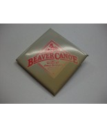 Beaver Canoe Pinback Gray Faded Discolored 2&quot; Square Vintage Pin Button - £2.31 GBP