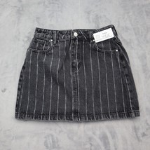 Pacsun Skirt Womens 25 Black Mini Denim Pinstripe Button Zip Pocket Belt Loop - £17.81 GBP