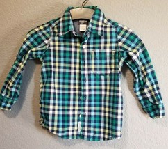 Boys Oshkosh Size 4 Check BLUE/GREEN/WHITE Button Down Shirt - $8.90