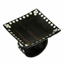 Artisan Crafted Sterling Silver and Ebony Wood Concave Square Ring - £23.22 GBP