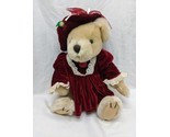 Vintage Pickford Pearl Plush Teddy Bear In Red Dress 10&quot; - £31.10 GBP