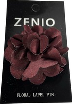 Men&#39;s Floral Lapel Pin Brown Fabric Flower 100% Microfiber Brand Zenio - £10.38 GBP