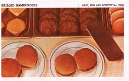 Vintage 1950 Grilled Hamburgers Print Cover 5x8 Crafts Food Decor - $9.99