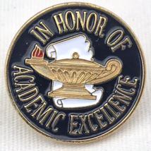 In Honor Of Academic Excellence Pin Brooch Award Gold Tone Enamel In Box - $12.95