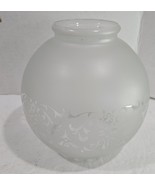 Antique Vtg Frosted Etched Floral Glass Round Sconce Pendant Lamp Light ... - $18.81