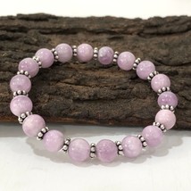 Pink Kunzite Gemstone 8 mm Beads Stretch with Chakra Bracelet CSB-79 - £12.67 GBP