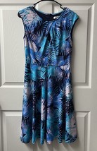 Wisp for Stitch Fix Fit &amp; Flare Sleeveless Dress Women Knit Blue Sz 2 Tropical - £15.95 GBP