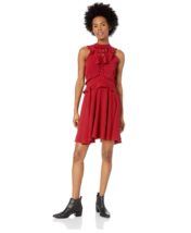 BB Dakota Women&#39;s Crazy in Love Bubble Crepe Ruffle Dress w/Lace Rouge (Red) 4 - £17.69 GBP