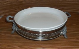 Corning Ware French White F-2-B 10&quot; Tart Pan/Storage Lid &amp; Silver Plated Caddy - £17.90 GBP