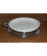 Corning Ware French White F-2-B 10" Tart Pan/Storage Lid & Silver Plated Caddy - $22.76