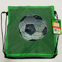 Soccer theme Green Black String Drawstring Backpack for kids - £6.17 GBP