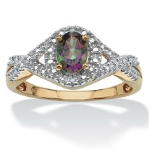 18K Gold Over Sterling Silver Mystic Fire Topaz Gp Cz Ring Size 6 7 8 9 10 - £159.83 GBP