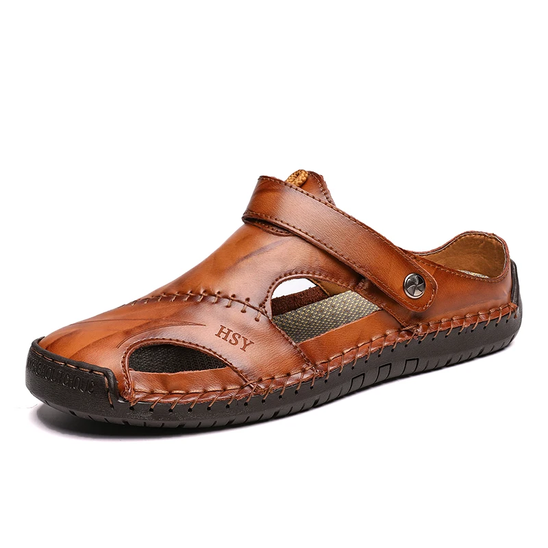 Hot Sale Summer Sandals Men Leather Clic Roman Sandals Soft Slipper Moccasins Ou - £146.00 GBP