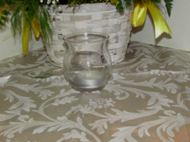 TEA LIGHT CANDLE &amp; clear GLASS holder 3" tall 2.5"top diameter (off E) - $1.20