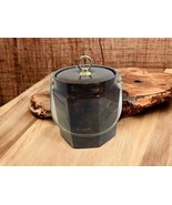 Ice Bucket Genpack Corp Vintage Brown Plastic Covered Vinyl Clear Lucite... - £14.61 GBP