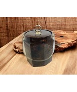 Ice Bucket Genpack Corp Vintage Brown Plastic Covered Vinyl Clear Lucite... - €16,13 EUR