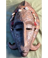 Old Vintage African Tribe Tribal Art Wood Metal Carving Face Mask Carvin... - $156.21 CAD