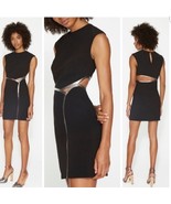 Halston Heritage Dress Womens 4 Black Silver Sleeveless Mini Cut Outs Sh... - €39,11 EUR