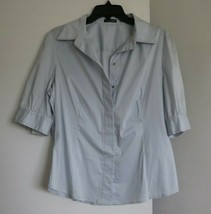 Tahari Dress Shirt Blouse L 12 14 Button Down Top Cotton 1/2 Sleeve New - £47.17 GBP