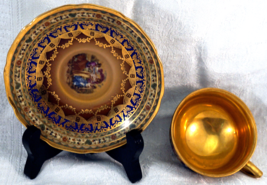 Carlsbad China Gloria Czechoslovakia Cup &amp; Saucer Gold Fine Decoration 3... - $99.99