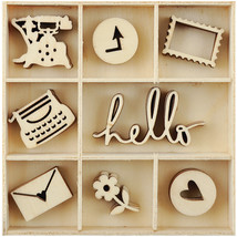 Flourishes Die Cut Wood Pieces Pack Hello - £17.25 GBP