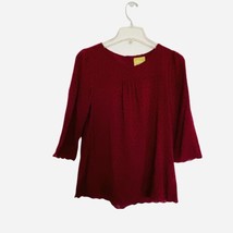 Maeve Anthropologie Emmeline Swiss Dot Blouse Size 0 Burgundy Red Classic Office - £9.70 GBP