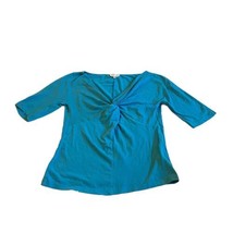 Max Mara Women Size Medium Blue Blouse Top 1/4 Sleeve Twisted Knot Spring Summer - £40.66 GBP