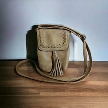 American Eagle Outfitters Light Brown Vinyl Purse  Shoulder Bag Pouch Tassel - £8.45 GBP