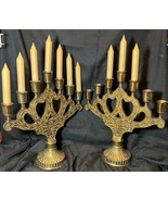 Pair of Two 2 Antique Church Altar Candlesticks or Menorah Lamps Lights ... - $14,172.11 MXN