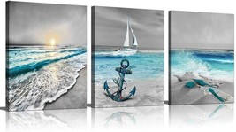 Canvas Wall Art Home Decoration 3 Piece Modern Painting on Canvas Prints (Beach) - £18.88 GBP