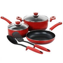 Oster 7 Piece Non Stick Aluminum Cookware Set in Red - $110.97