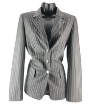 Escada Size 36 Gray Pinstripe Jacket Blazer Padded Shoulders Saks Fifth Avenue - £28.43 GBP