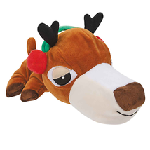 DGR FatHedz Holiday Reindeer Plush Dog Toy - Interactive Squeaker Fun - £15.01 GBP