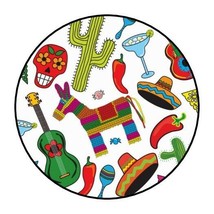 30 Fiesta party stickers favors cinco de mayo round birthday lollipop la... - $7.49