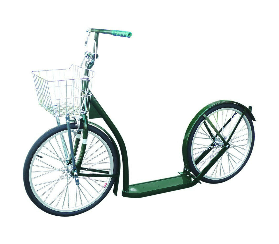 20&quot; AMISH SCOOTER - DARK GREEN - Kick Foot Bike w Basket Brakes &amp; Racing... - $372.97