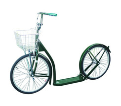 20&quot; Amish Scooter - Dark Green - Kick Foot Bike W Basket Brakes &amp; Racing Wheels - £298.13 GBP