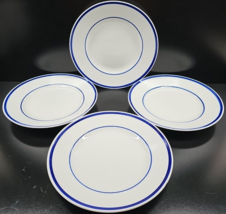 4 Gibson Restaurant Classics Cobalt Blue Salad Plate Set White Everyday ... - $56.30