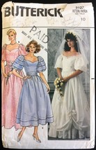 1980s Size 10 Bust 32 1/2 Wedding Gown Bridesmaid Dress Butterick 3137 Pattern - $7.99