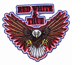 Red White True Eagle Emb Patch Sew On Iron Biker P382 Embroidered Eagles Patches - £3.71 GBP